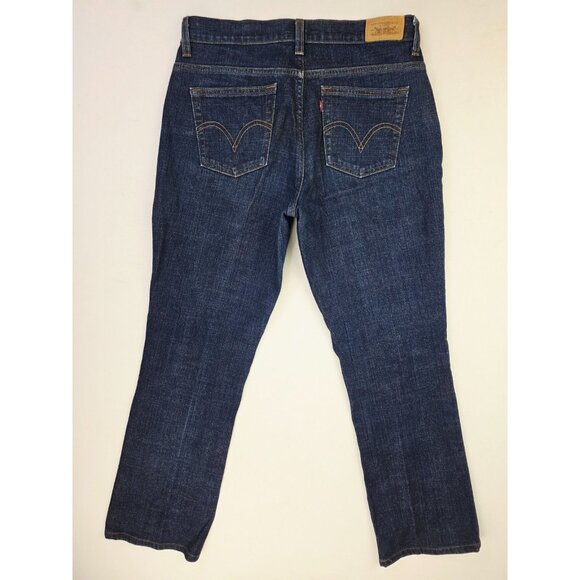 Levi's Size 10M Womens 550 Relaxed Bootcut 31 Inch Inseam Blue Denim Logo Jeans - Picture 1 of 12